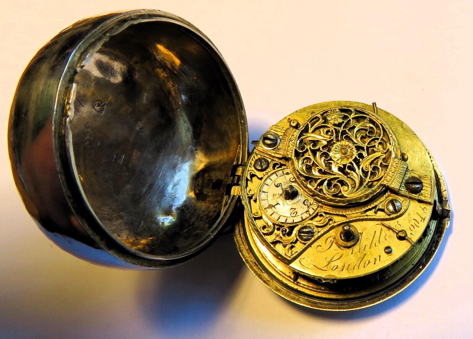 Silber Sackuhr Spindeltaschenuhr James Wild London ca. 1795 funktionstüchtig - Sammler - Uhren
