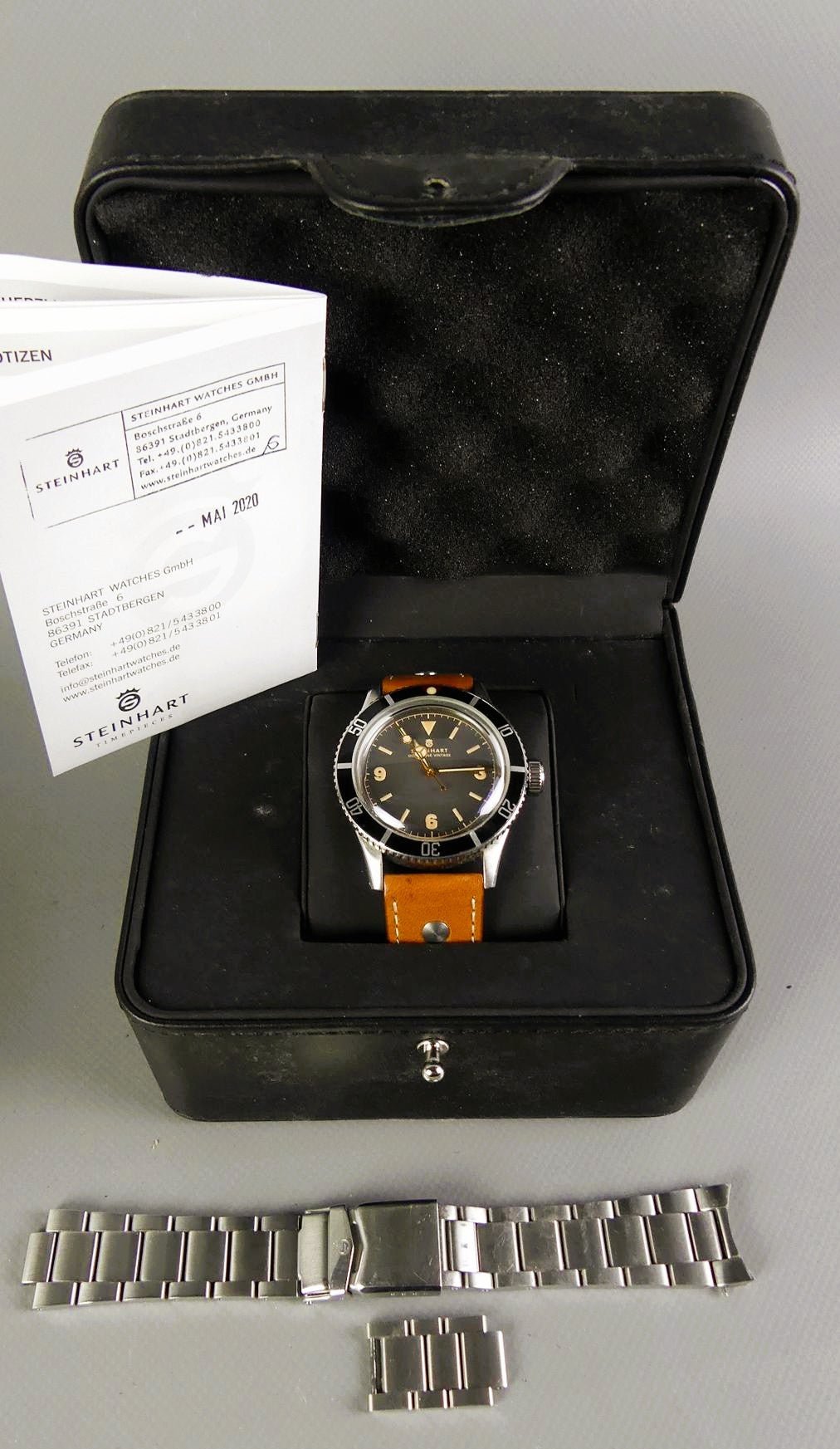 Steinhart "Ocean One Vintage" Automatik Armband Taucher Uhr Fullset OVP Papiere - Sammler-Uhren