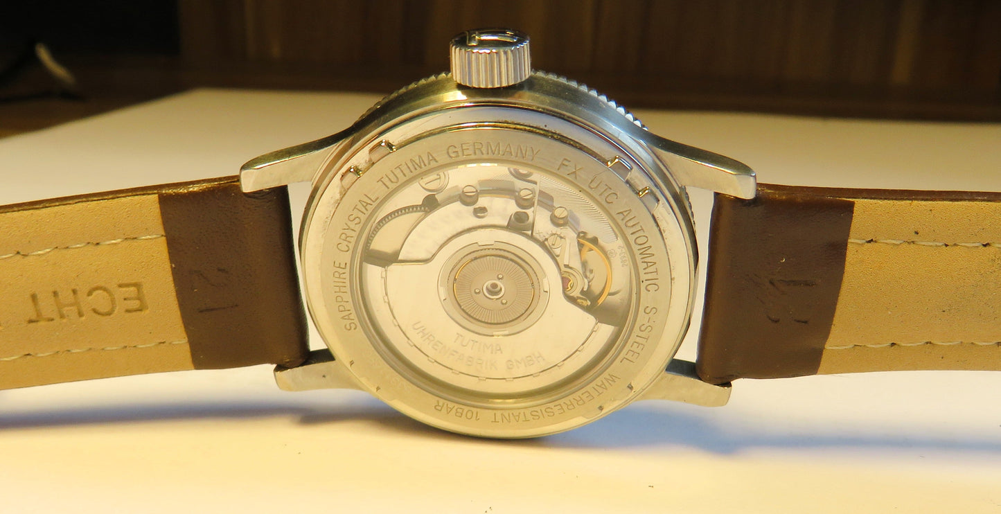 Tutima FX UTC Automatik, Modell 633 - 01 drehbare Lünette 2 Zeitzonen Fullset OVP - Sammler - Uhren