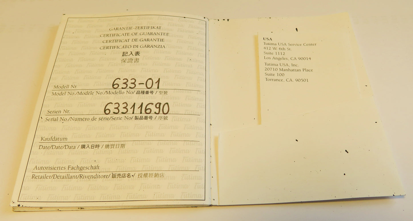 Tutima FX UTC Automatik, Modell 633 - 01 drehbare Lünette 2 Zeitzonen Fullset OVP - Sammler - Uhren