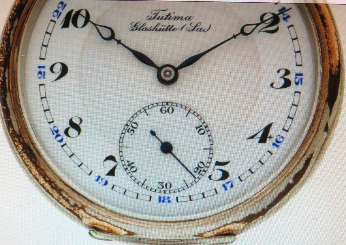 Tutima Urofa Glashütte seltenstes Kaliber 19 0,800 Silber Herren Taschenuhr - Sammler-Uhren