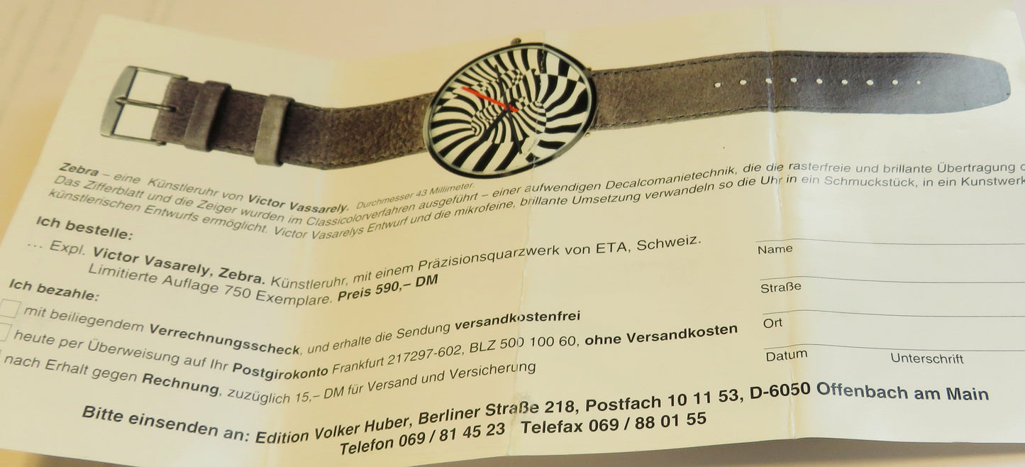Victor Vasarely Zebra HAU Classic Moments Bulova Quarz limitiert Fullset / OVP - Sammler - Uhren