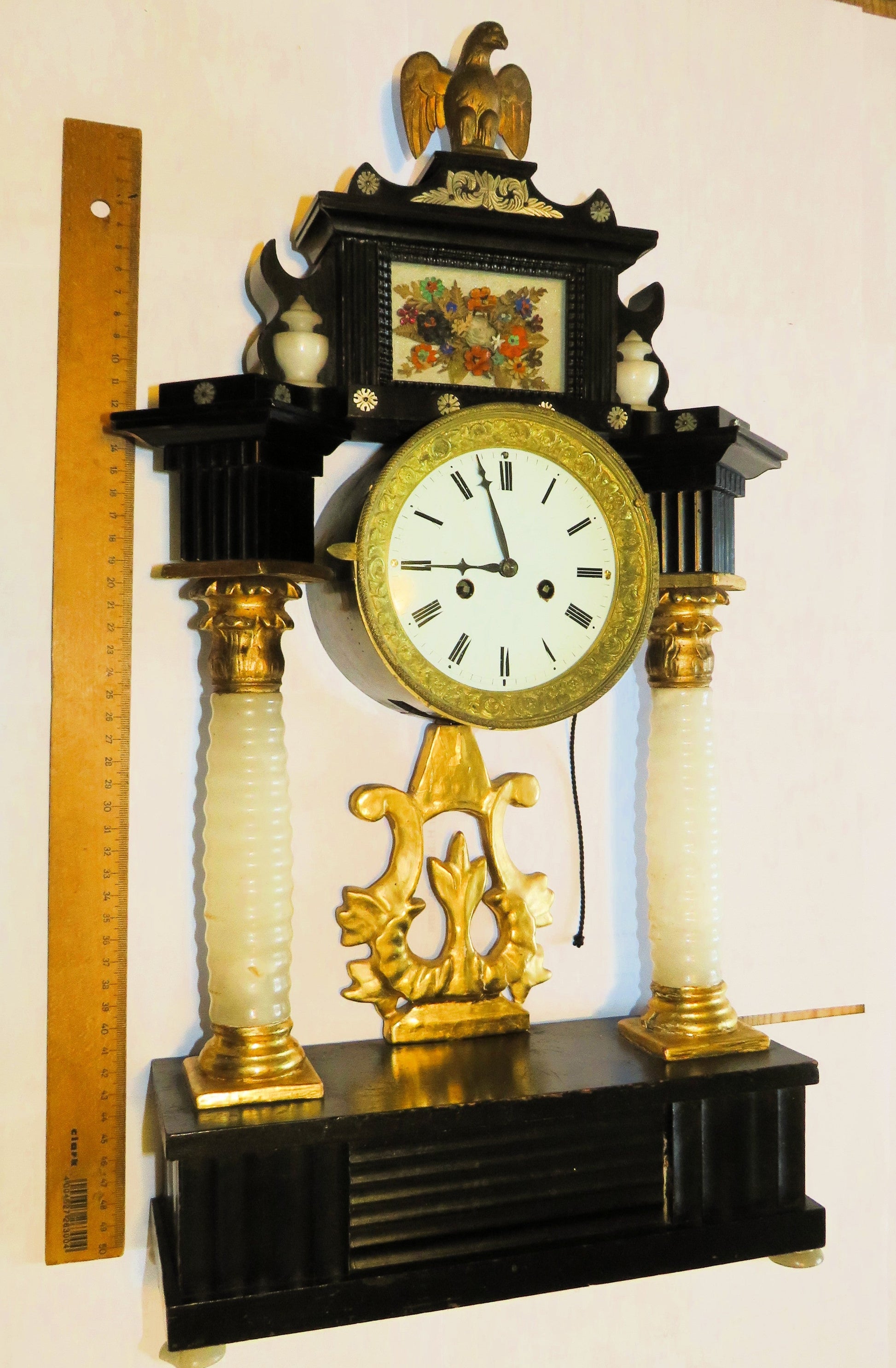 Wiener Portaluhr antik 54cm Stundenschlag Stockuhr Repetition Alabaster Säulen - Sammler - Uhren