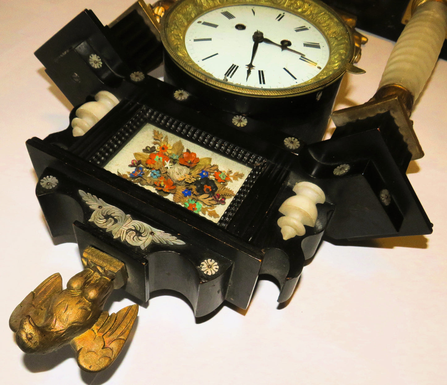 Wiener Portaluhr antik 54cm Stundenschlag Stockuhr Repetition Alabaster Säulen - Sammler - Uhren