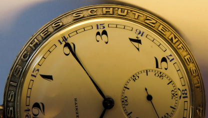 Zenith Sterling Silber Schützenuhr Eidgenössisches Schützenfest Aarau 1924 OVP - Sammler - Uhren