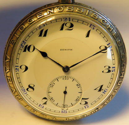 Zenith Sterling Silber Schützenuhr Eidgenössisches Schützenfest Aarau 1924 OVP - Sammler - Uhren