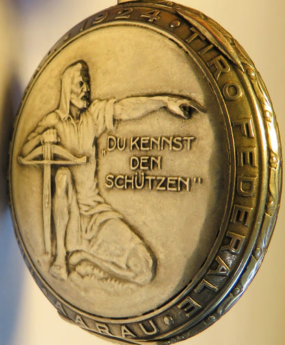 Zenith Sterling Silber Schützenuhr Eidgenössisches Schützenfest Aarau 1924 OVP - Sammler - Uhren
