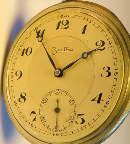 Zentra Cal. 62 Edelstahl Herren Taschenuhr Reichsarbeitsdienst 1938 - Sammler - Uhren