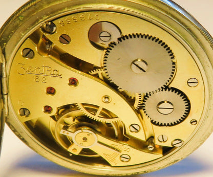 Zentra Cal. 62 Edelstahl Herren Taschenuhr Reichsarbeitsdienst 1938 - Sammler - Uhren